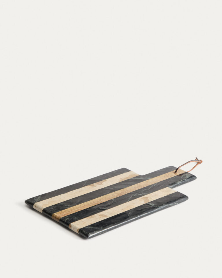 Tabla de servir Surne de mármol negro, marrón y beige 30 x 23 cm