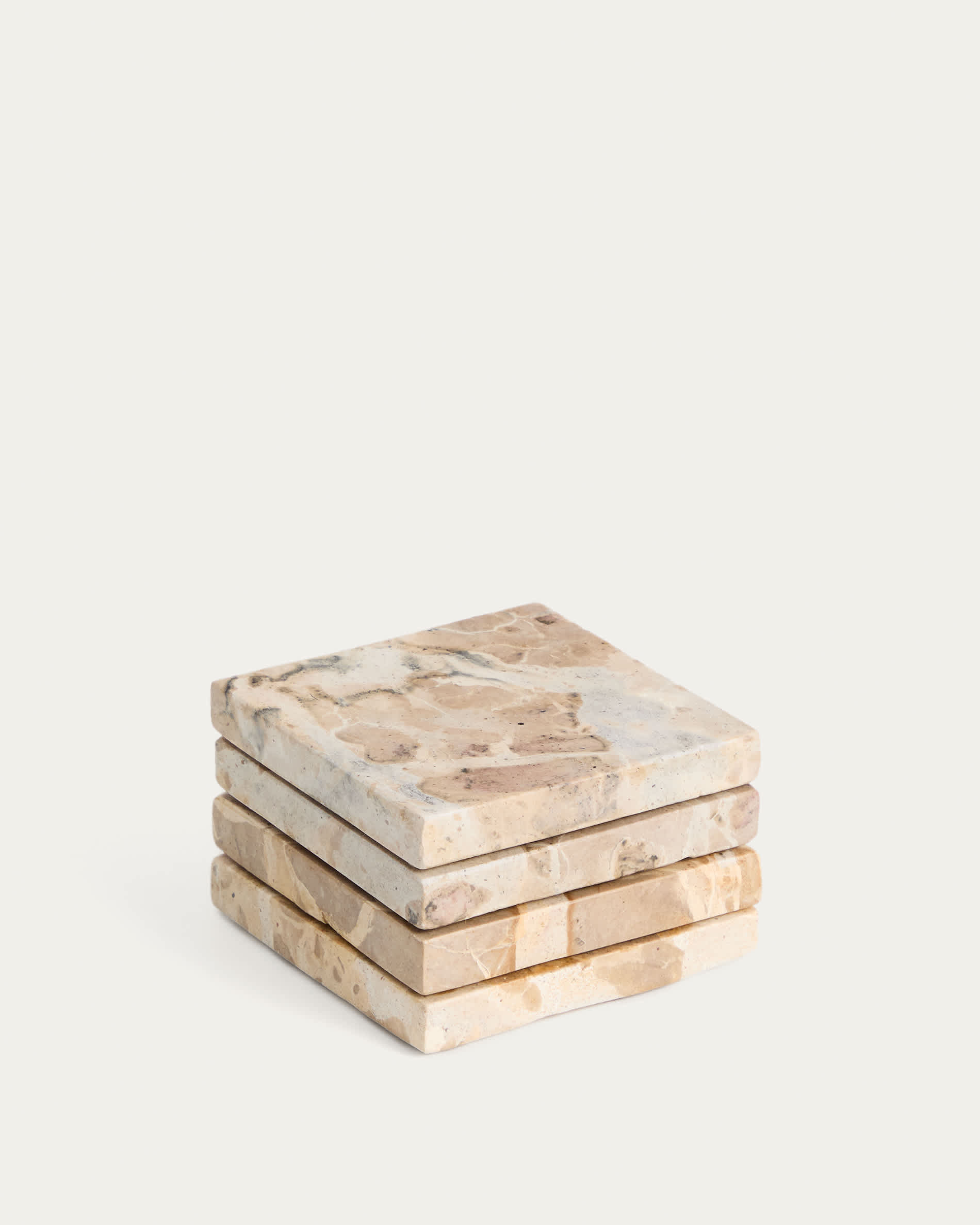 Set Malder de 4 posavasos de mármol beige