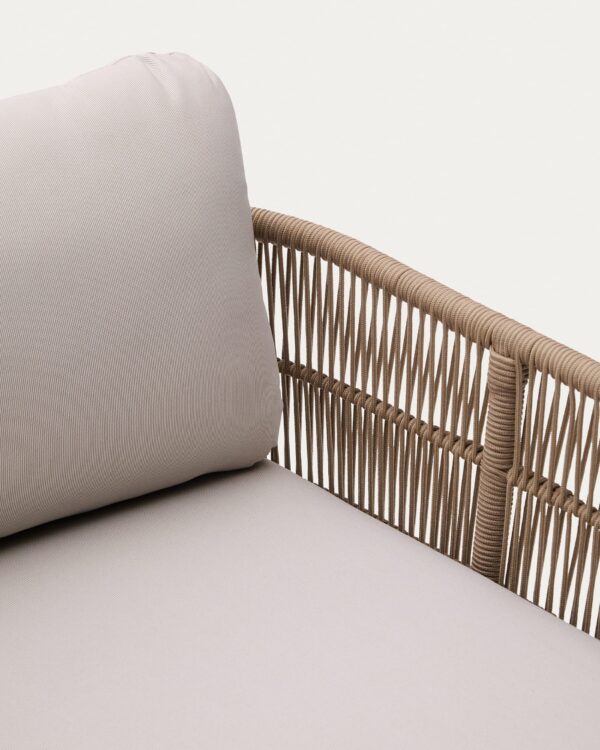 Tumbona doble Catalina de cuerda beige y madera maciza de acacia FSC 100%