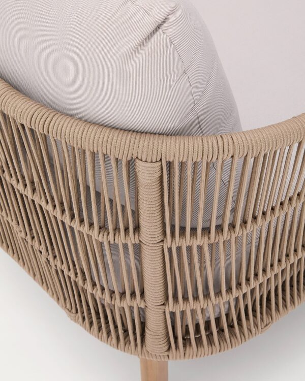 Tumbona doble Catalina de cuerda beige y madera maciza de acacia FSC 100%