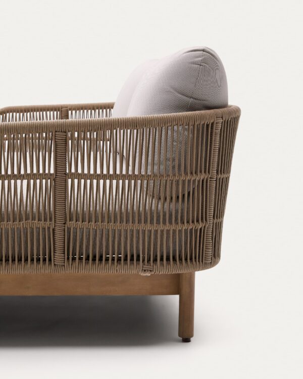 Tumbona doble Catalina de cuerda beige y madera maciza de acacia FSC 100%