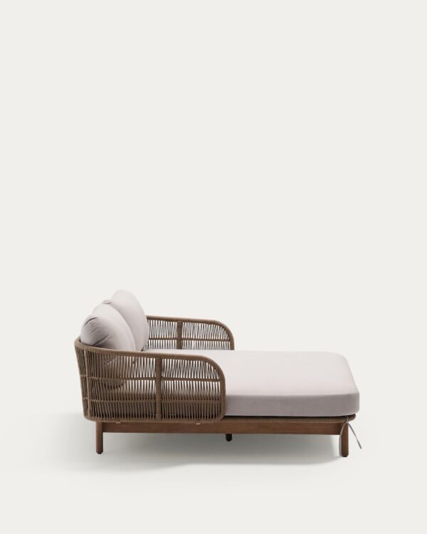 Tumbona doble Catalina de cuerda beige y madera maciza de acacia FSC 100%
