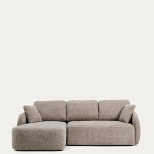 Sofá cama Laira 3 plazas de chenilla con chaise longue izquierda topo 246 cm FSC Mix Credi
