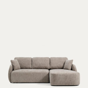 Sofá cama Laira 3 plazas de chenilla con chaise longue derecha topo 246 cm FSC Mix Credit