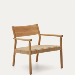 Butaca Yalia de madera maciza roble FSC Mix Credit acabado natural y asiento de cuerda de