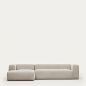 Sofá Blok 4 plazas de chenilla chaise longue izquierdo beige 330 cm FSC Mix Credit