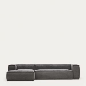 Sofá Blok 4 plazas de pana gruesa chaise longue izquierdo gris 330 cm FSC Mix Credit