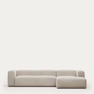 Sofá Blok 4 plazas de chenilla chaise longue derecho beige 330 cm FSC Mix Credit