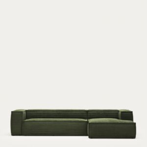 Sofá Blok 4 plazas pana gruesa chaise longue derecho verde 330 cm FSC Mix Credit