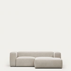 Sofá Blok 2 plazas de chenilla chaise longue derecho beige 240 cm FSC Mix Credit