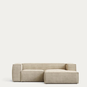 Sofá Blok 2 plazas de pana gruesa chaise longue derecho crudo 240 cm FSC Mix Credit