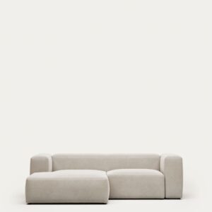 Sofá Blok 2 plazas de chenilla chaise longue izquierdo beige 240 cm FSC Mix Credit