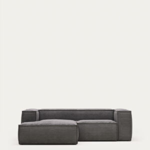 Sofá Blok 2 plazas pana gruesa chaise longue izquierdo gris 240 cm FSC Mix Credit