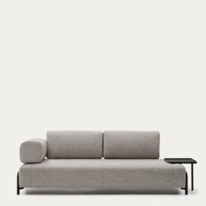 Sofá Compo 3 plazas beige grisáceo con bandeja grande 252 cm