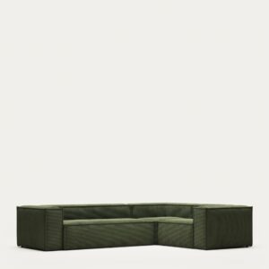 Sofá rinconero Blok 4 plazas pana verde 320 x 230 cm / 230 x 320 cm FSC Mix Credit