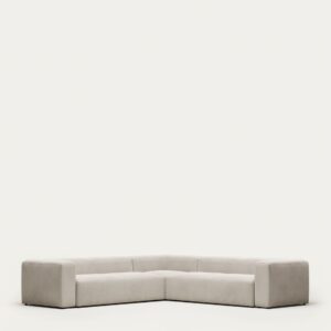 Sofá rinconero Blok 6 plazas de chenilla beige 320 x 320 cm FSC Mix Credit