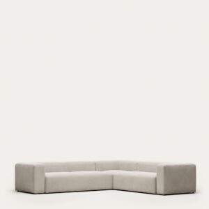 Sofá rinconero Blok 5 plazas de chenilla beige 320 x 290 cm / 290 x 320 cm FSC Mix Credit