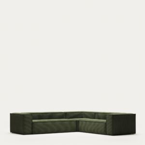 Sofá rinconero Blok 5 plazas pana gruesa verde 320 x 290 / 290 x 320 cm FSC Mix Credit