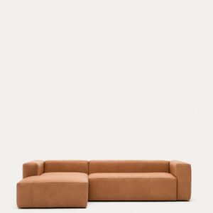 Sofá Blok de piel marrón 3 plazas chaise longue izquierdo 300 cm