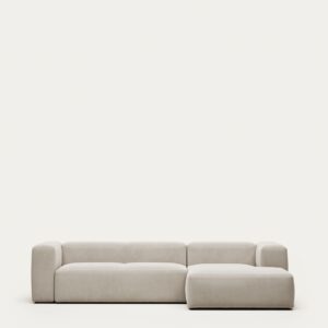 Sofá Blok 3 plazas de chenilla chaise longue derecho beige 300 cm FSC Mix Credit