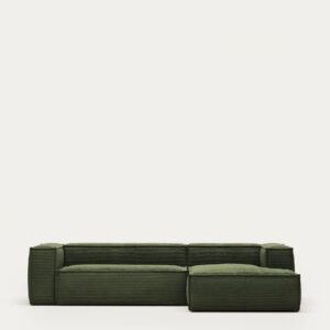 Sofá Blok 3 plazas pana gruesa chaise longue derecho verde 300 cm FSC Mix Credit