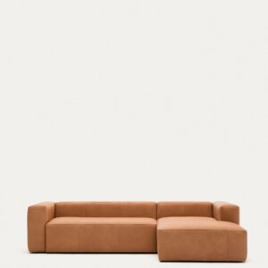 Sofá Blok de piel marrón 3 plazas chaise longue derecho 300 cm