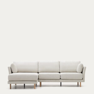 Sofá Gilma 3 plazas chenilla chaise longue derecho/izquierdo perla y patas natural 260 cm