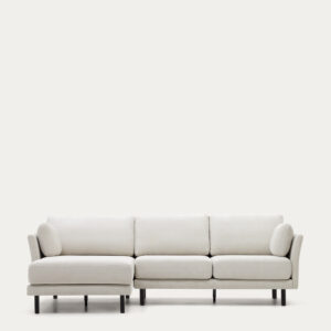 Sofá Gilma 3 plazas chenilla chaise longue derecho/izquierdo perla y patas negro 260 cm