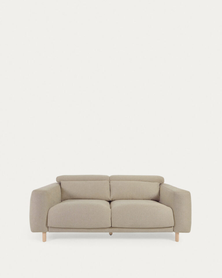 Sofá Singa 3 plazas con cabecero reclinable y asiento extensible beige 215 cm FSC Mix Cred