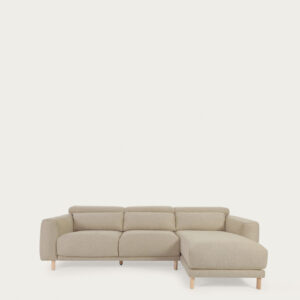 Sofá Singa 3 plazas chaise longue derecho cabecero reclinable asiento extensible beige 296