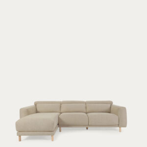 Sofá Singa 3 plazas chaise longue izquierdo cabecero reclinable asiento extensible beige 2