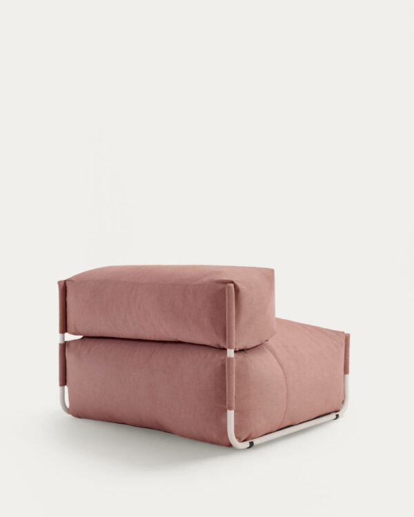 Puf sofá modular con respaldo 100% exterior Square terracota y aluminio blanco 101x101 cm