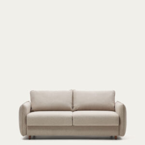 Sofá cama Carlota 2 plazas beige con patas de madera maciza de haya 185 cm FSC Mix Credit