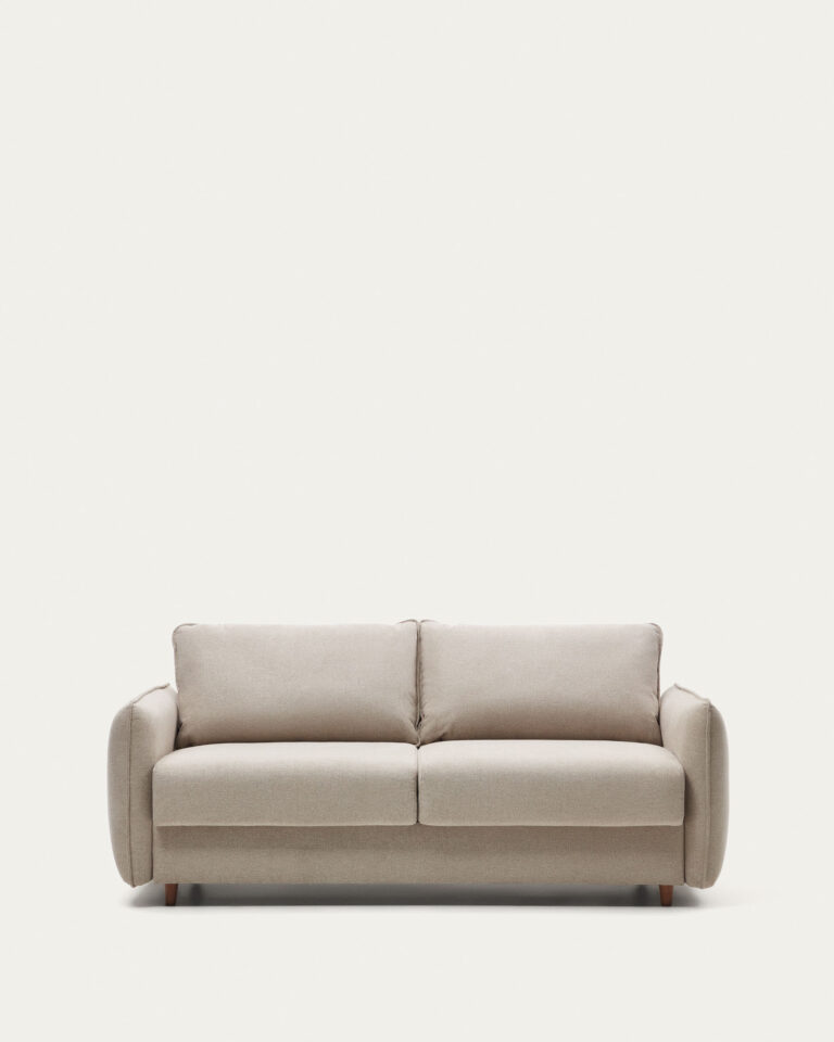Sofá cama Carlota 2 plazas beige con patas de madera maciza de haya 185 cm FSC Mix Credit