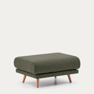 Reposapiés Karin verde oscuro y patas de madera maciza de haya con acabado tono natural 90