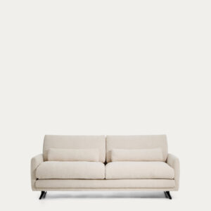 Sofá Veliro 2 plazas de chenilla beige y patas de acero con acabado negro 210 cm FSC Mix C