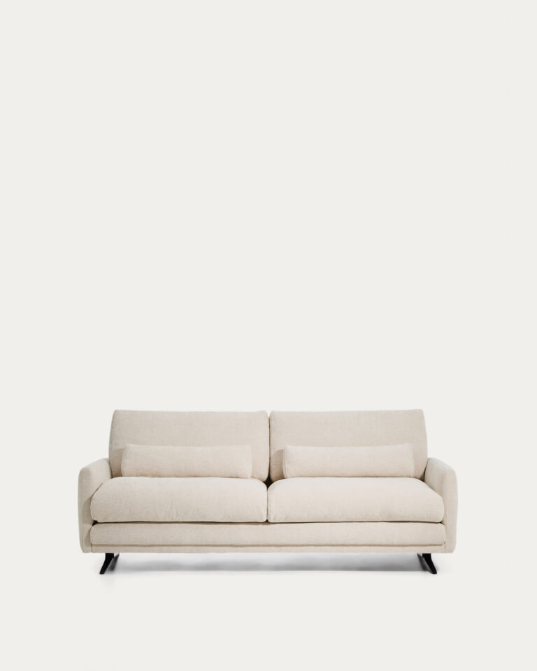 Sofá Veliro 3 plazas de chenilla beige y patas de acero con acabado negro 210 cm FSC Mix Credit