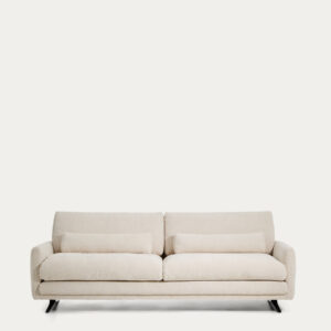 Sofá Veliro 3 plazas de chenilla beige y patas de acero con acabado negro 240 cm FSC Mix C