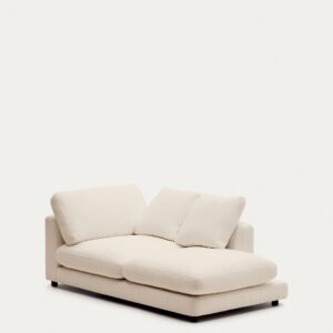 Chaise longue Gala de chenilla derecho beige FSC Mix Credit 193 x 105 cm