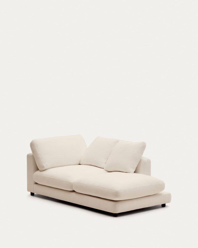 Chaise longue Gala de chenilla derecho beige FSC Mix Credit 193 x 105 cm