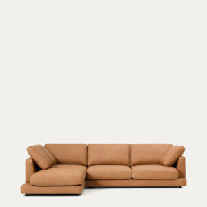 Sofá Gala 4 plazas de piel con chaise longue izquierdo marrón 300 cm