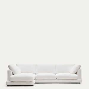 Sofá Gala 4 plazas de chenilla con chaise longue izquierdo blanco FSC Mix Credit 300 cm