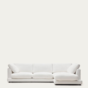 Sofá Gala 4 plazas de chenilla con chaise longue derecho blanco FSC Mix Credit 300 cm