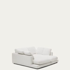 Sofá Gala 3 plazas de chenilla con doble chaise longue blanco FSC Mix Credit 210 cm