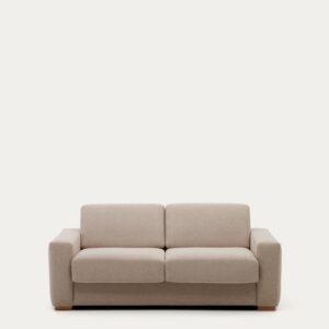 Sofá cama Anley 2 plazas beige y patas de madera maciza de haya 204 cm FSC Mix Credit