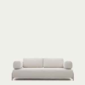Sofá Compo 3 plazas de chenilla beige y estructura de metal beige 232 cm FSC Mix Credit