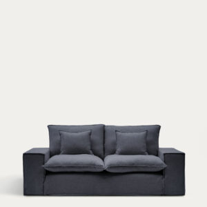Sofá desenfundable Anarela 2 plazas de lino y viscosa gris oscuro 240 cm FSC Mix Credit