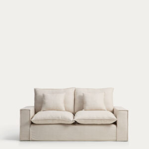 Sofá desenfundable Anarela 2 plazas de lino y viscosa beige 220 cm FSC Mix Credit