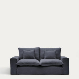 Sofá desenfundable Anarela 2 plazas de lino y viscosa gris oscuro 220 cm FSC Mix Credit