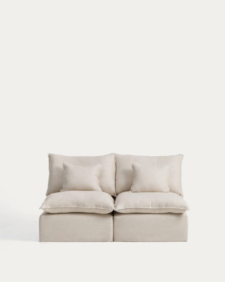 Sofá modular desenfundable Anarela 2 plazas de lino y viscosa beige 180 cm FSC Mix Credit